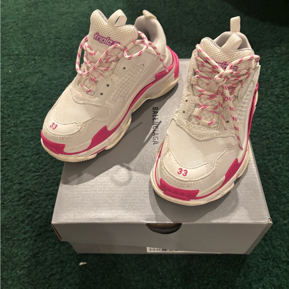 Balenciaga Pink and Cream Athletic Shoes